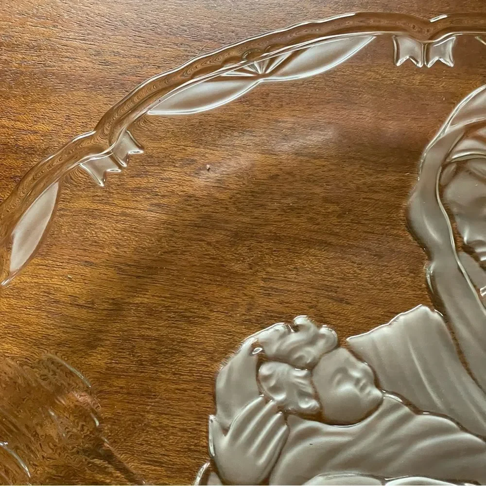 NIB MIKASA Madonna And Child Glass Frosted Serving Platter 15” Religious Holiday
